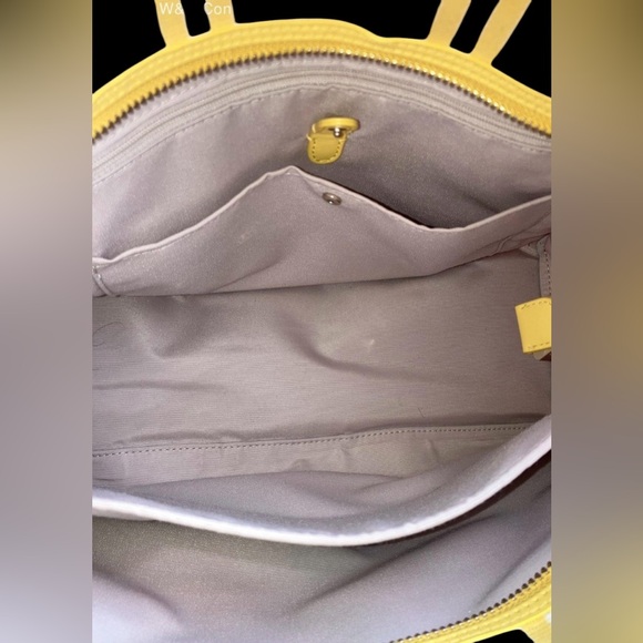 Kate Spade Morning Light Sam Yellow & White Striped Canvas Market Tote EUC - Picture 7 of 13